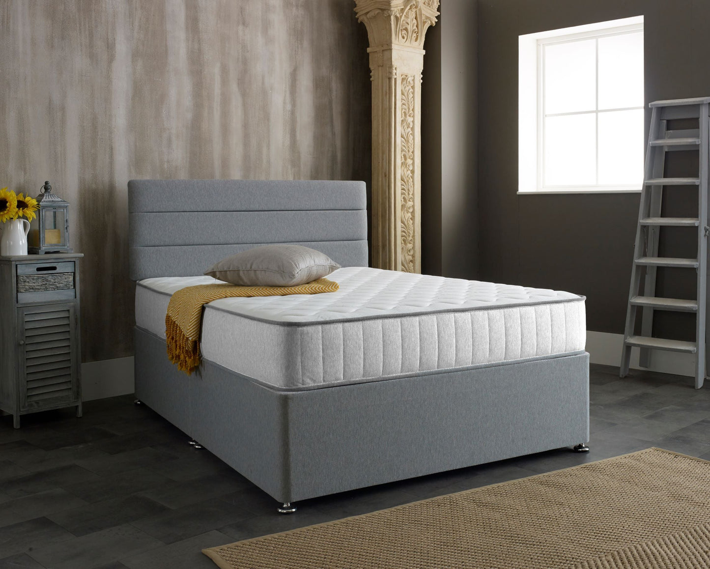 White Castle Quilted 22cm Deep Memory Foam and Open Coil Spring Mattress
