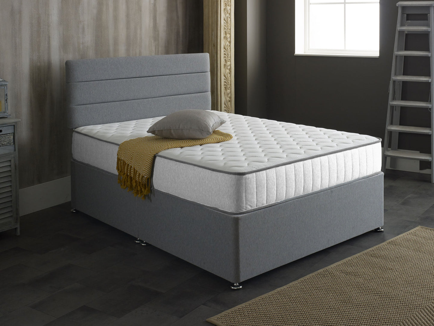 White Castle Quilted 22cm Deep Memory Foam and Open Coil Spring Mattress