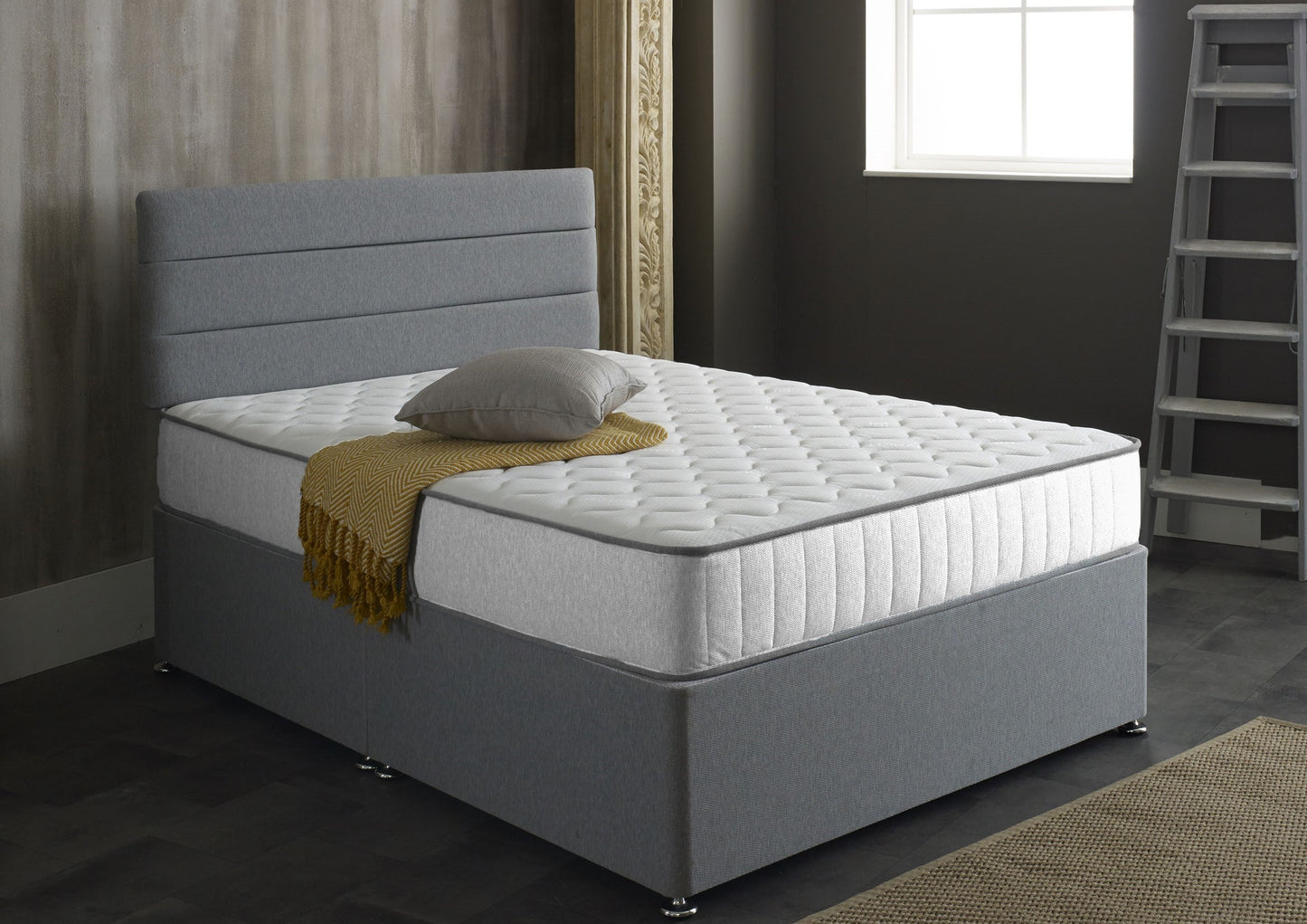 White Castle Quilted 22cm Deep Memory Foam and Open Coil Spring Mattress