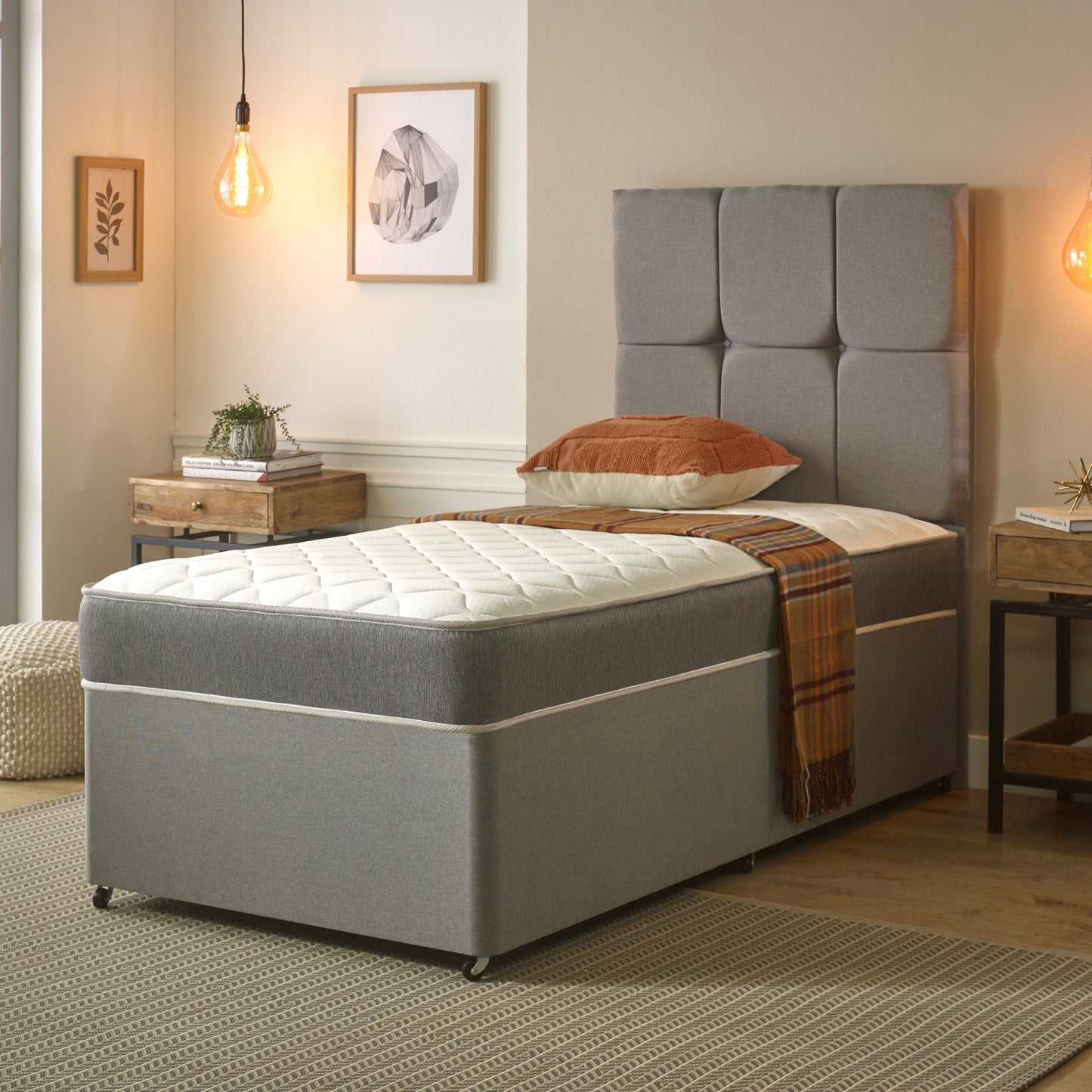 7" Deep Hybrid Grey Memory Foam with Bonnell Spring Mattress
