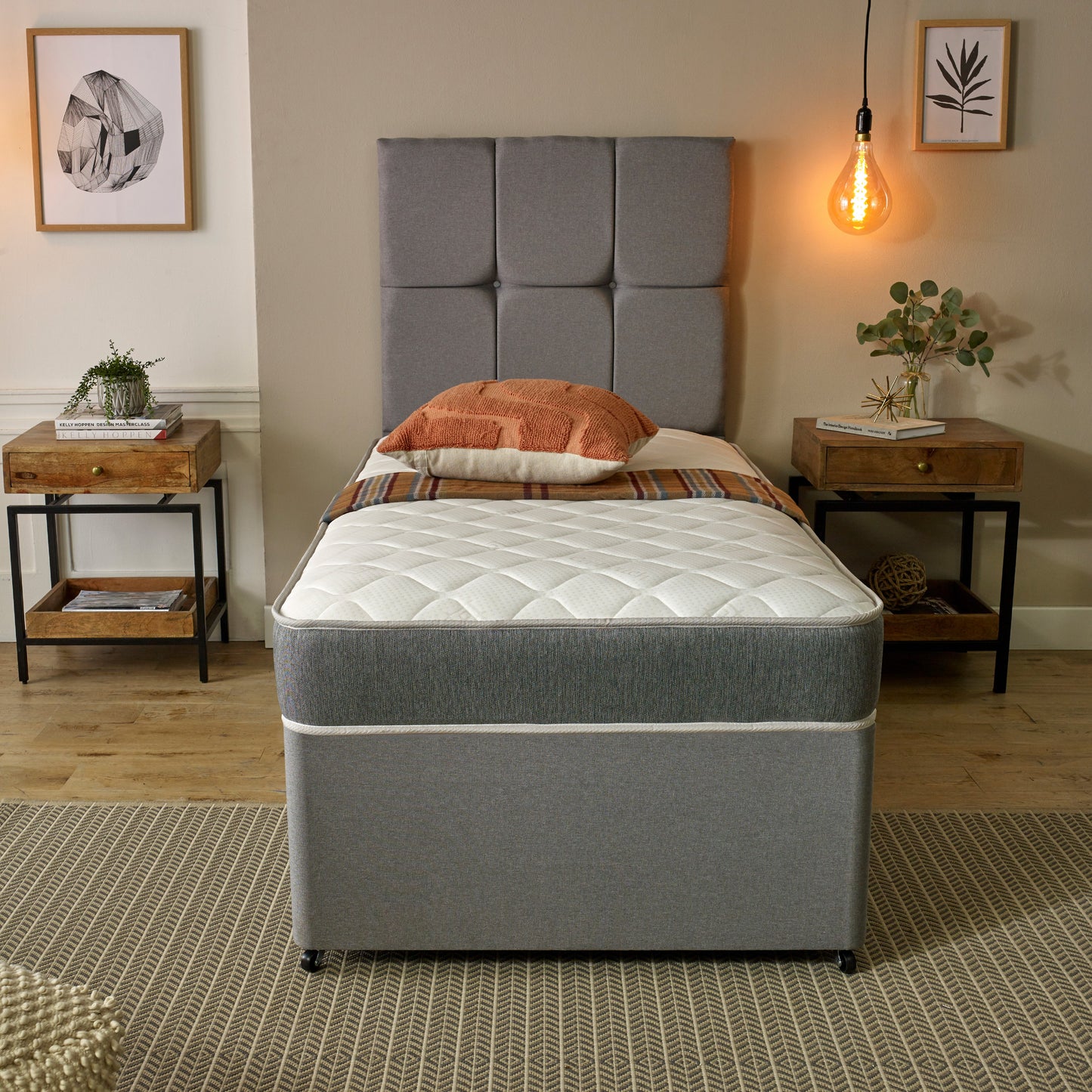 7" Deep Hybrid Grey Memory Foam with Bonnell Spring Mattress