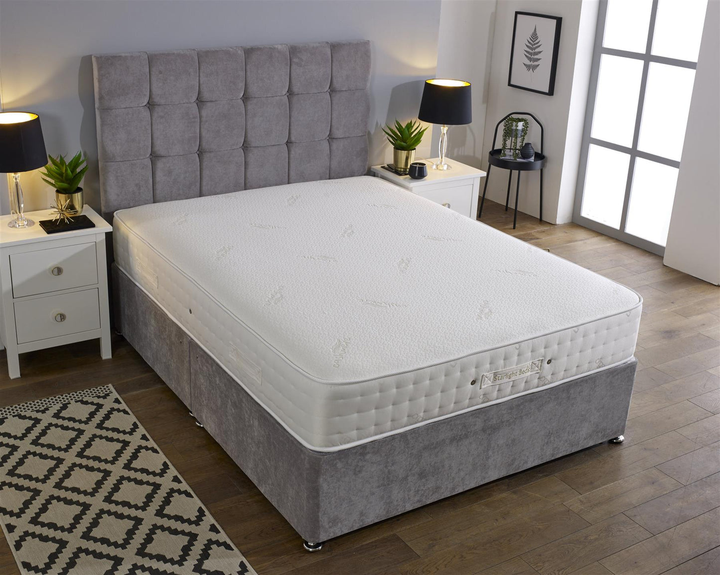 Starlight Beds 9" Deep Cashmere Fabric Medium Firm Pocket Spring Mattress