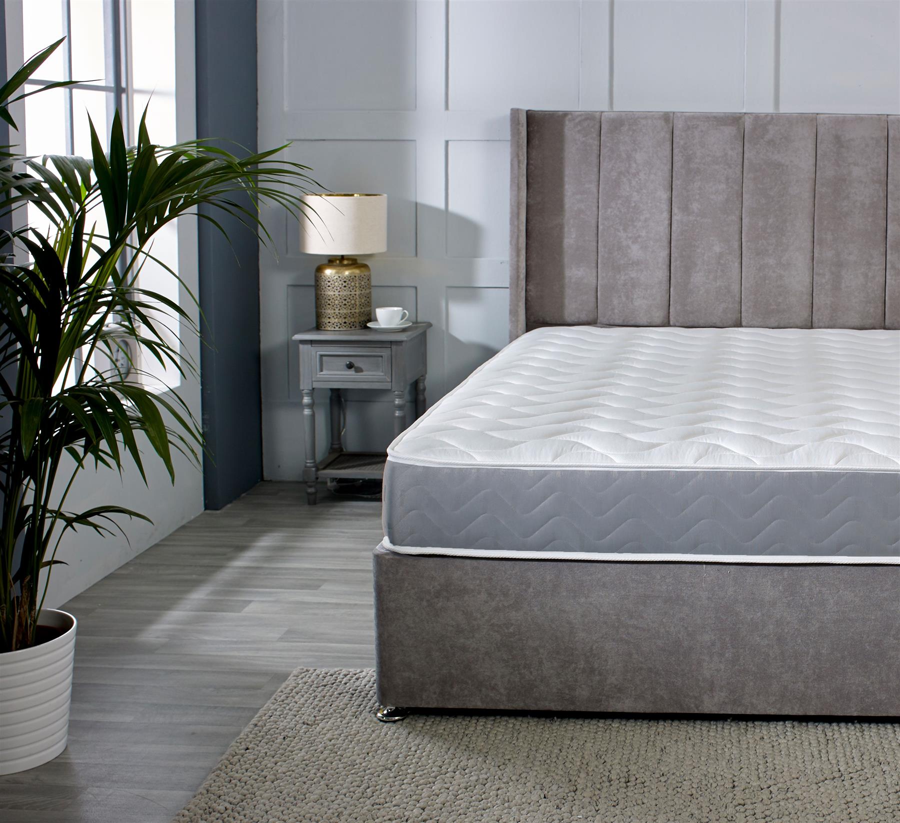 Starlight Beds Grey Memory Foam Hybrid Spung Open Coil Quilted Mattres
