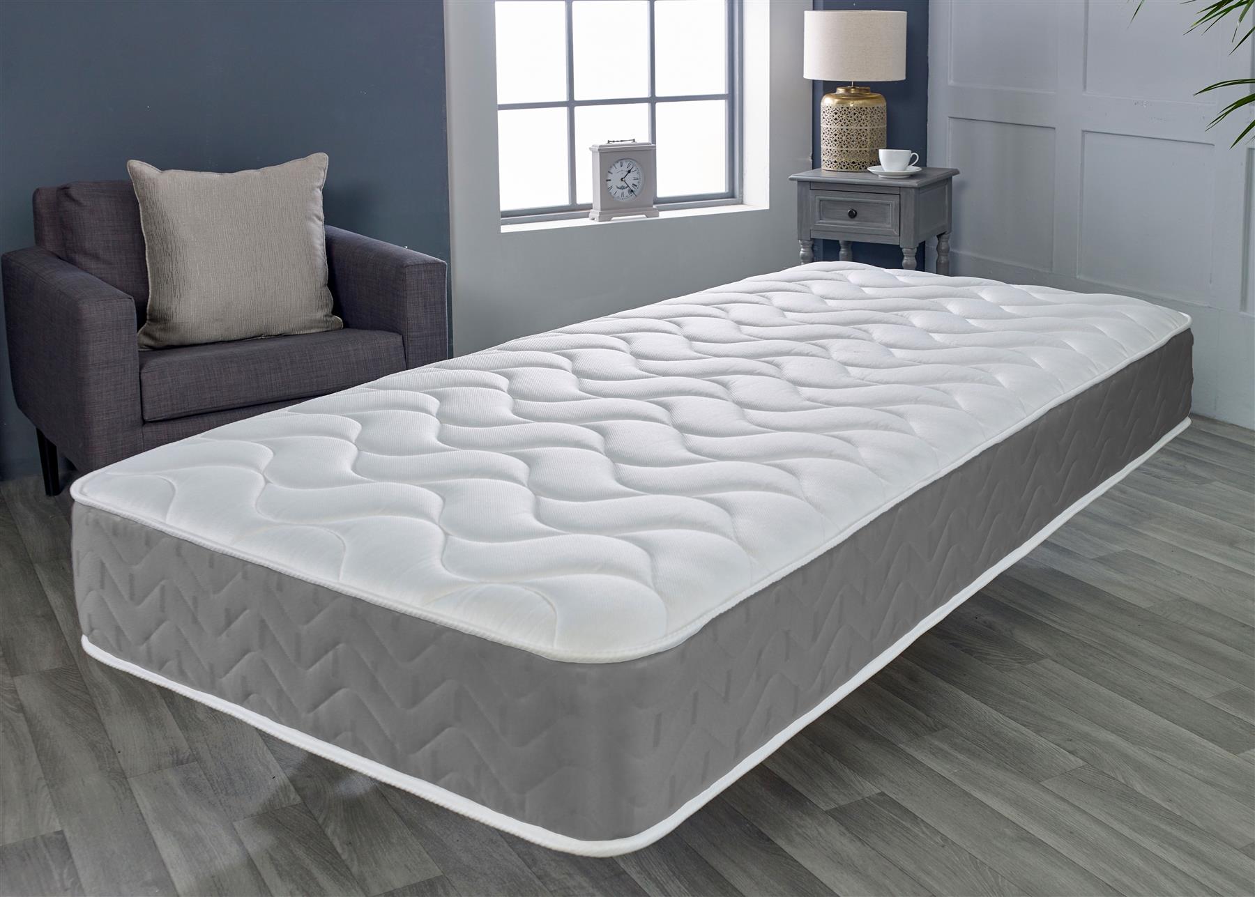 Starlight Beds Grey Memory Foam Hybrid Spung Open Coil Quilted Mattres