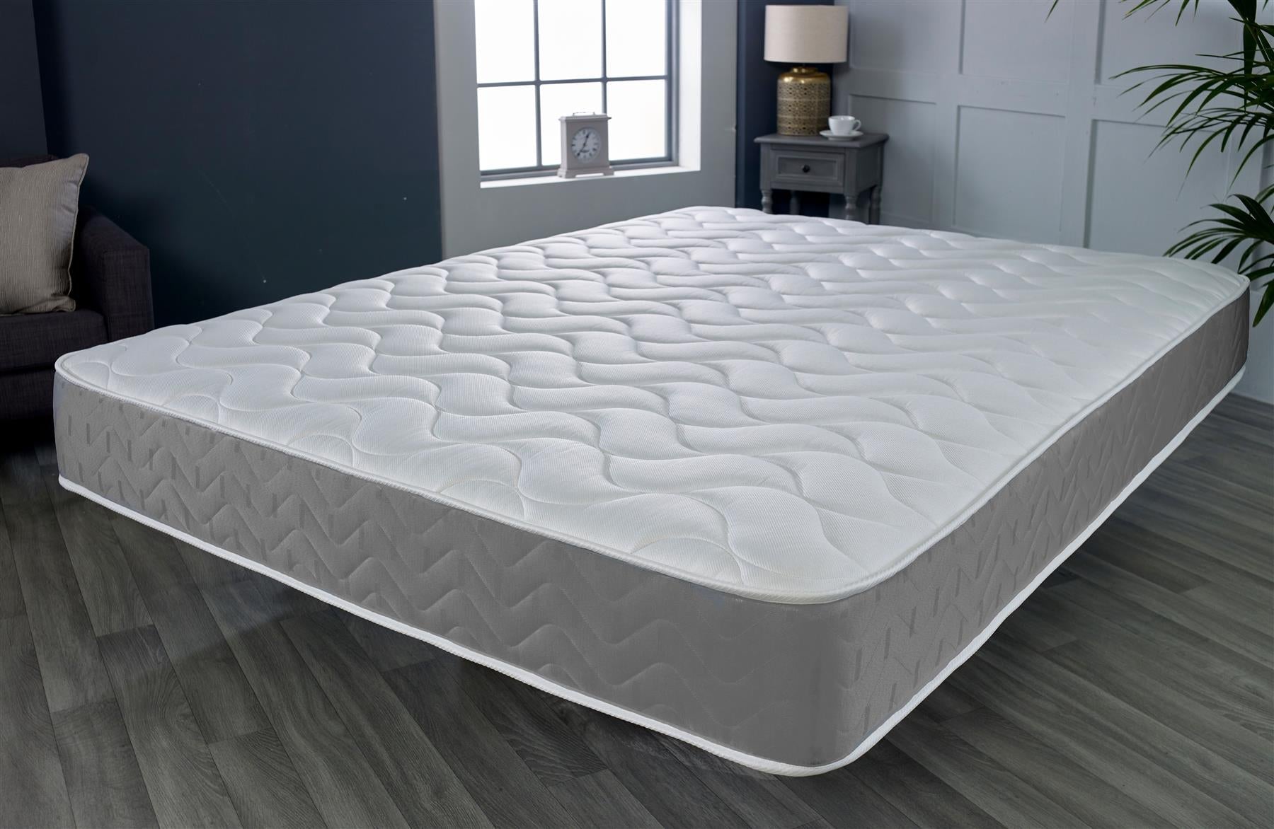 Starlight Beds Grey Memory Foam Hybrid Spung Open Coil Quilted Mattres